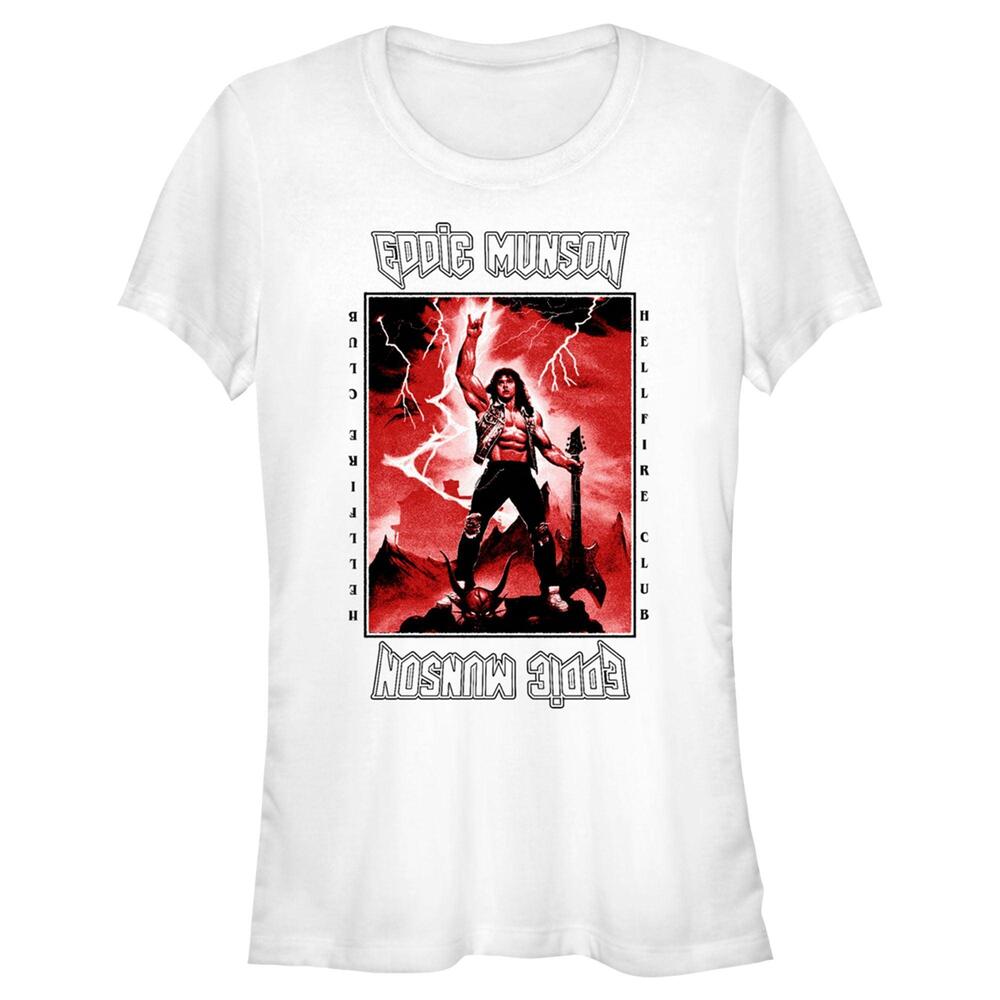 Juniors Stranger Things White Hellfire Club Rockstar Eddie Munson Tshirt